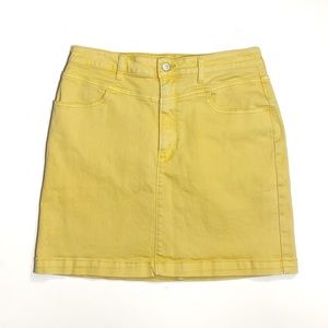 Hollister Yellow Ultra High Rise Denim Skirt 11